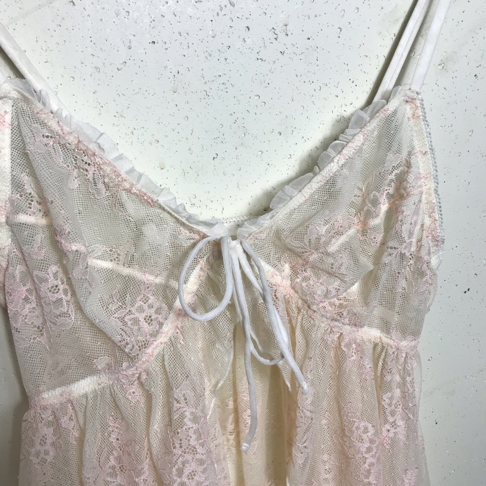 💫3 for $30🍒 Lace Floral Ivory Cream Sheer Tank Top Sexy - Picture 3 of 3